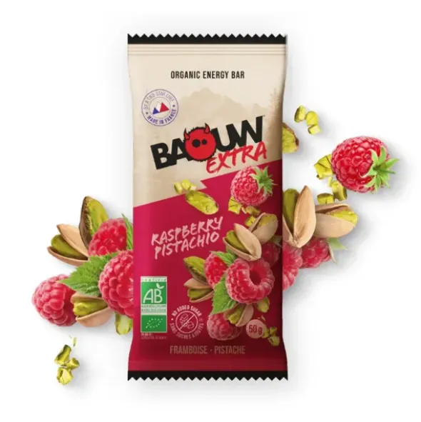Barre énergétique bio Baouw Extra - Framboise, pistache