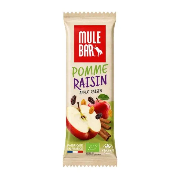 Barre énergétique bio Mulebar - Pommes, raisins et cannelle