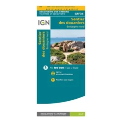 Carte plastifiée IGN - GR34 - Sentiers des douaniers - Bretagne Nord
