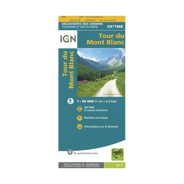 Carte plastifiée IGN - GR TMB - Tour du Mont Blanc