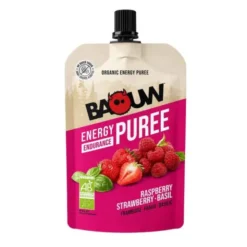 Compote énergétique bio Baouw - Framboise, fraise, basilic