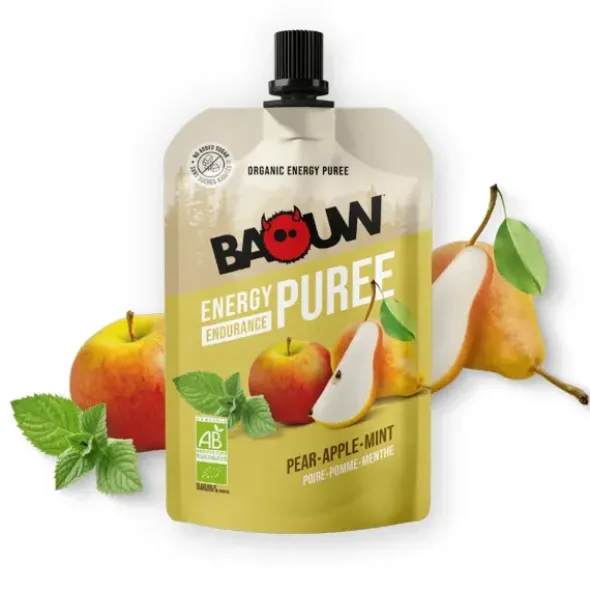 Compote énergétique bio Baouw - Poire, pomme, menthe