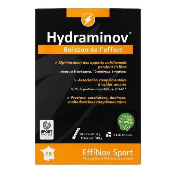 Hydraminov - Boisson de l'effort Effinov x 10 sticks - Menthe