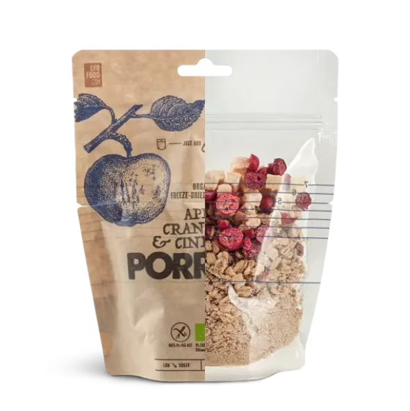 Porridge avec pommes, canneberges et cannelle bio