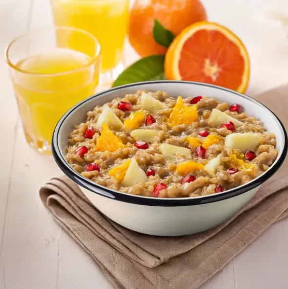 Porridge de riz à la noix de coco et aux fruits tropicaux
