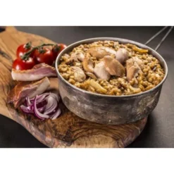 Poulet au riz complet avec son lard