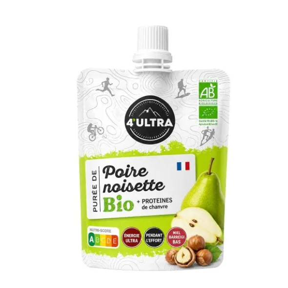 Purée énergétique bio 4ultra - Poire, noisette