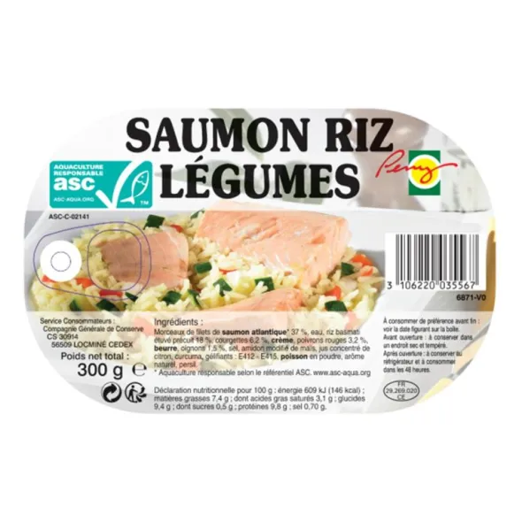 Saumon, riz et légumes